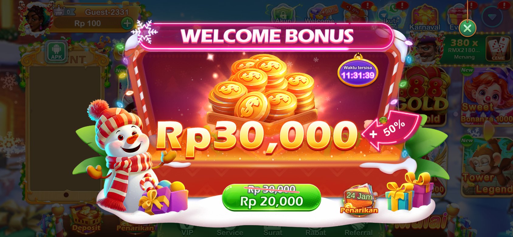 Dapatkan bonus selamat datang di 2739 Slot APK dengan penawaran menarik.