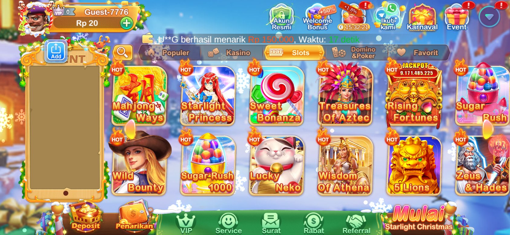 Mainkan permainan slot dengan jackpot besar di 2739 Slot APK.